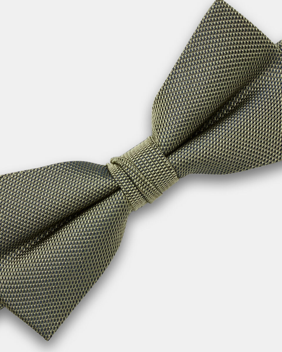 Lisson Self Textured Silk Bow Tie, Olive, hi-res